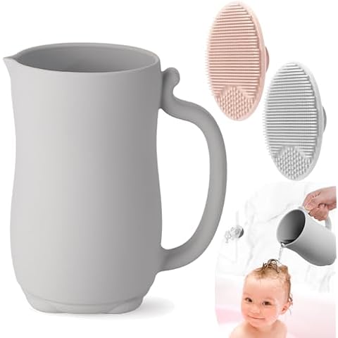 PandaEar Baby Bath Rinse Cup with Cradle Cap Brush Cover