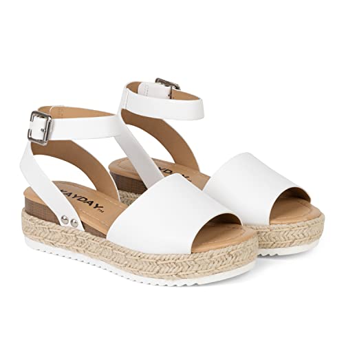 KAYDAY Girls’ Platform Espadrille Sandals – Open Toe Summer Wedges with Ankle Strap and Buckle – Lightweight Casual Dress Shoe – CHUY4