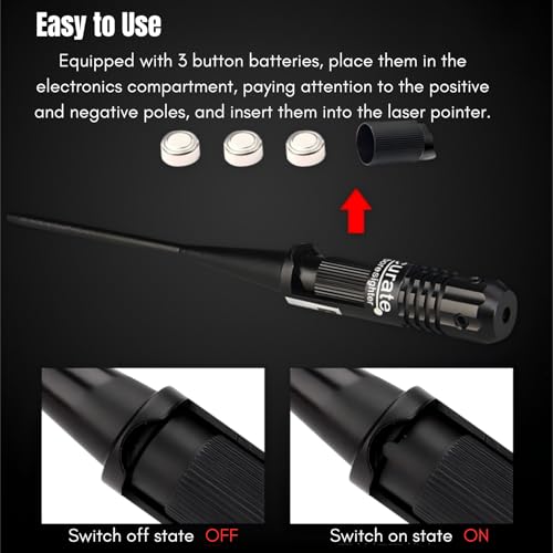 Ouitble Bore Sighter, .22~.50 Laser Bore Sighter Kit Visierkartusche Boresight Kollimator Zielverfolgungswerkzeug Aluminiumlegierung für horizontale Kalibrierung