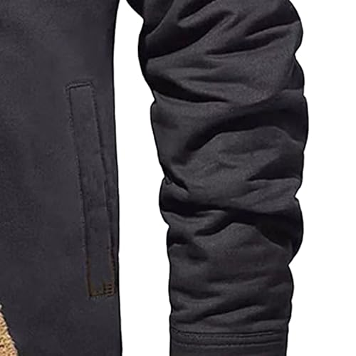 JEShifangjiusu Men'S Warm Sherpa Lined Fleece Coat Button Down Outdoor Jackets Shirt Casual Winter Cotton Military Jacket4