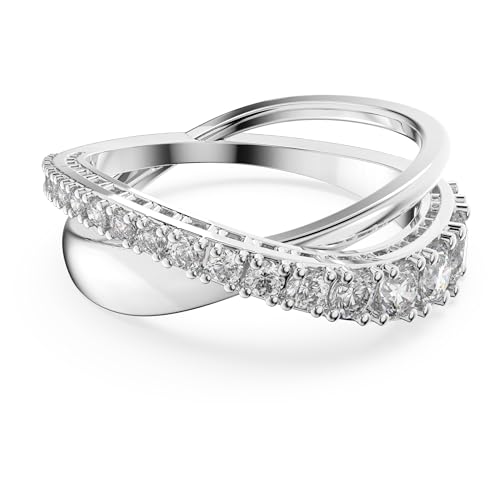 Swarovski Anello Twist, Taglio Round, Bianco, Placcato rodio