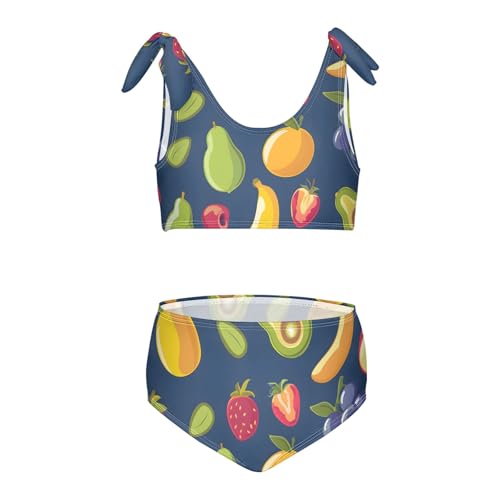 Girls' Bikini Set, Cartoon Flat Virgin Fruit Kids Swimsuit 2 Pcs Beach Bathing Suit