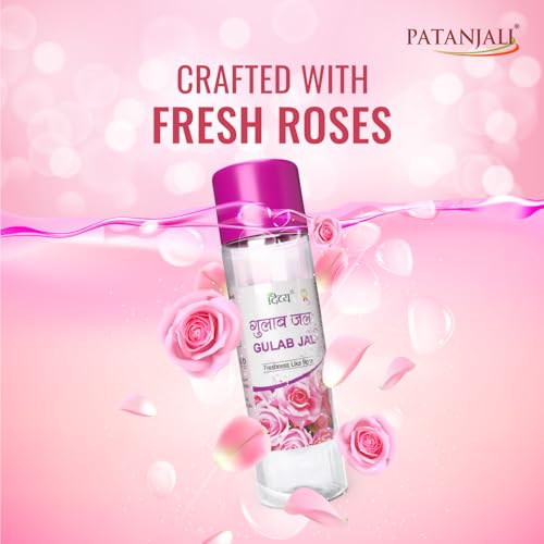 Image of Patanjali Divya Gulab Jal, Rose Water for Skin Care, Facial Toner, Hydrating Rose Essence 120ml (Pack of 8)