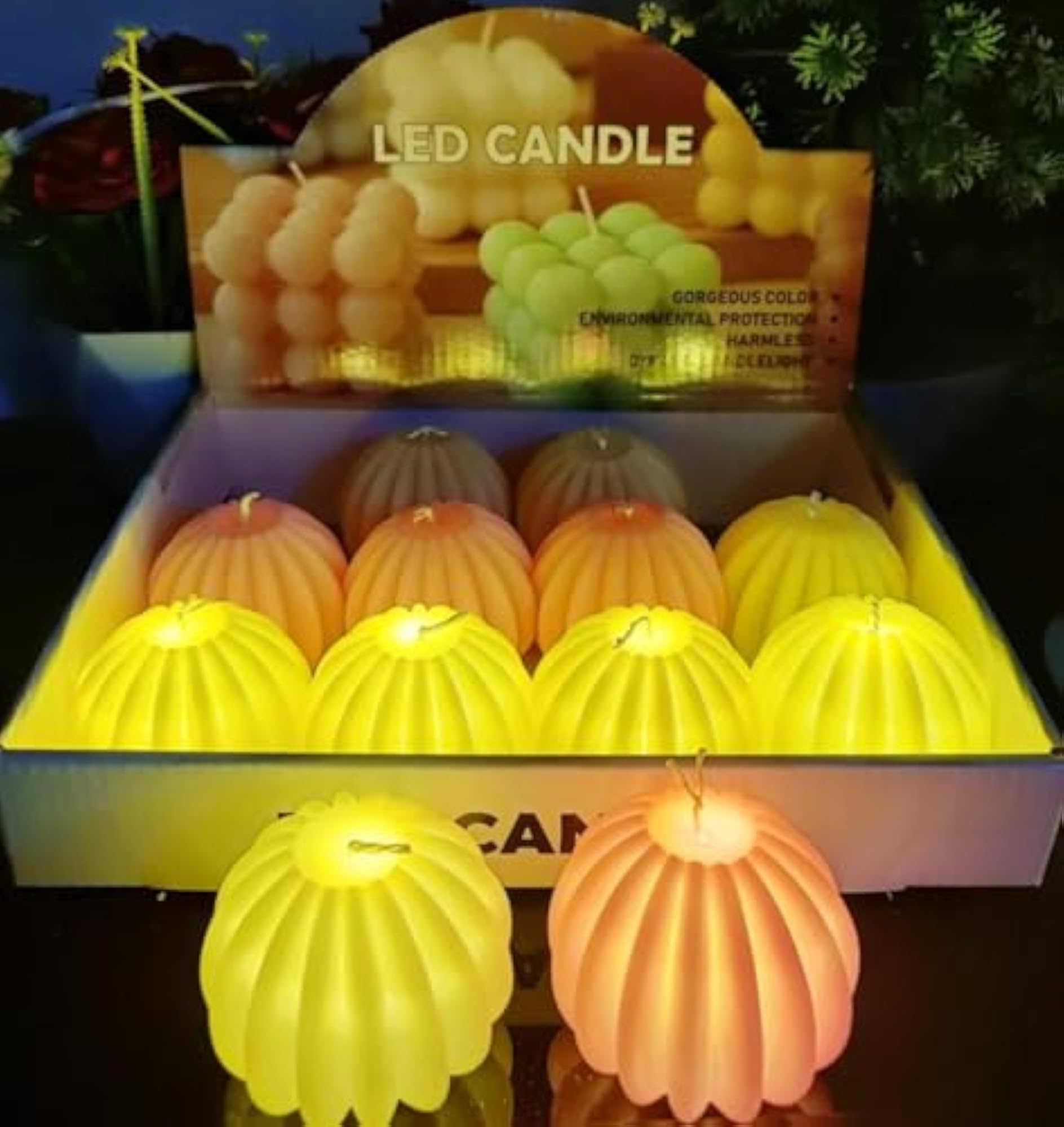 Blooming Sphere LED Decorative Candles, Flameless Glow Lights