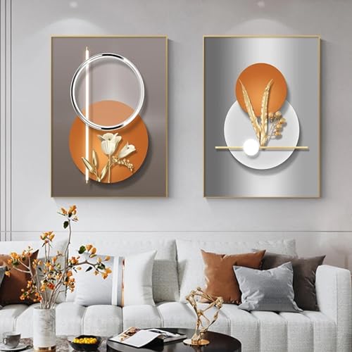 Peinture sur toile géométrique abstraite salon affiche moderne décoration murale maison 60x90cm x2