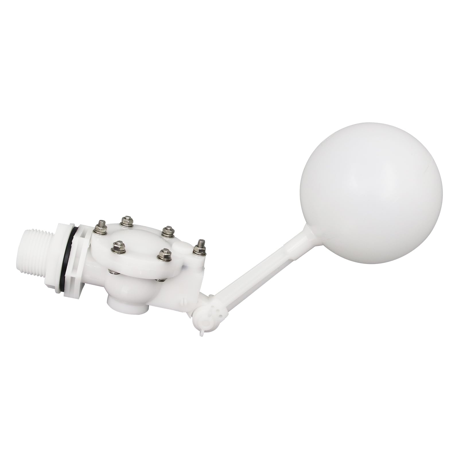Photo 1 of 1" Detachable Floating Float Valve,White Plastic Large Water Discharge Water Float Valve with Adjustable Arm for Water Level Control for Water Tank Pond, Livestock Waterer (1")