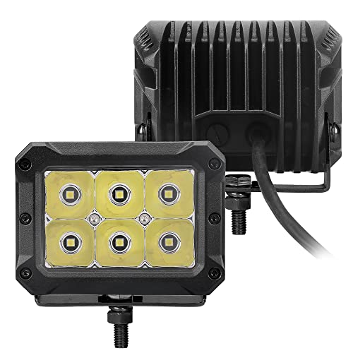 Go Rhino Xplor Lighting: Bright Series 4x3 Rectangle Spot Light Kit (Pair) | Surface Mount (Threaded Stud Mount) Aluminum, Black | 753003023SBS