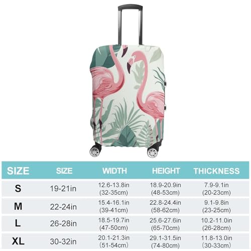 Cartoon Flamingo Leaves Luggage Cover, Washable Elastic Suitcase Cover Protector Fit 18-32 Inch Luggage2