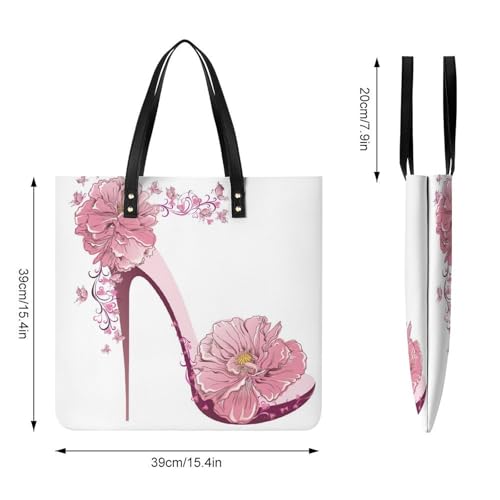 Sac à bandoulière fleur talons hauts grand format 39x39cm imprimé mode - 4