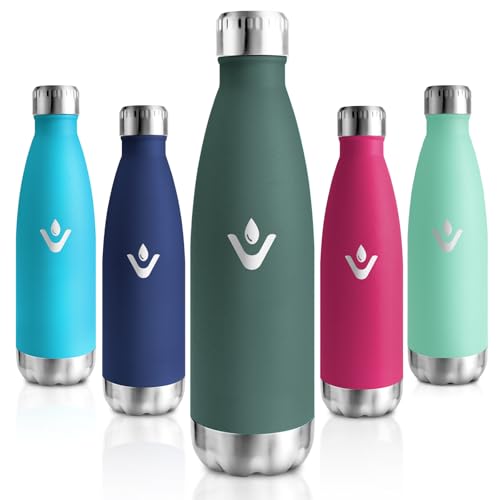 Motswedi Botella Termica Niños, 500ml, Botella Agua Acero Inoxidable Niños, Termo Sin BPA, Cantimplora Termica, con pared Doble Aislamient, Cantimplora para Adultos, Deporte, Oficina, Verde Militar