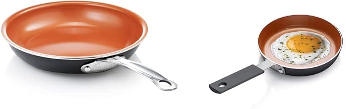 Gotham Steel Non Stick Frying Pan, 9.5” Ceramic Frying Pan Nonstick & Oven Safe, 100% Toxin Free & Small Frying Pan Nonstick, 5.5” Egg Pan Nonstick, Single Egg Frying Pan, Durable Small Pan