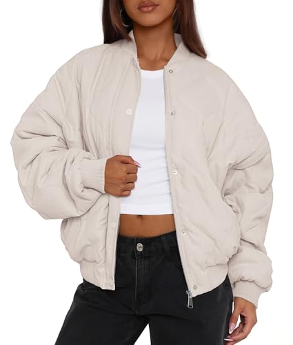 PRETTYGARDEN Women's Quilted Bomber Jacket Fall...