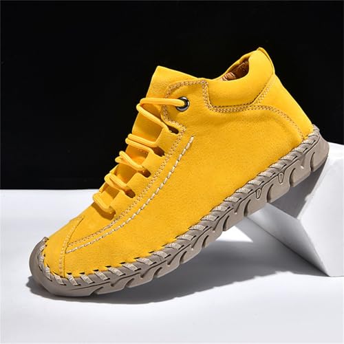 Chaussures mi-hautes en daim cousues main élégantes et durables jaune taille 38.5 - 4