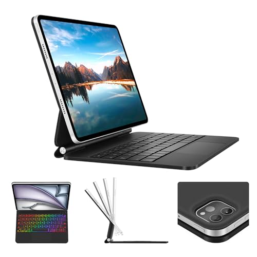Magic Keyboard Case for iPad Pro 11' (4th/3rd/2nd/1st) Gen & iPad Air 11 inch (M4 2026, M3 2025, M2 2024) & 10.9' Air 5th/4th Gen, Easy-Set Magnetic Stand, Trackpad Mouse, 7-Color Backlit