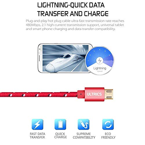 ULTRICS Cavo Micro USB 3M, Nylon Intrecciato Alta