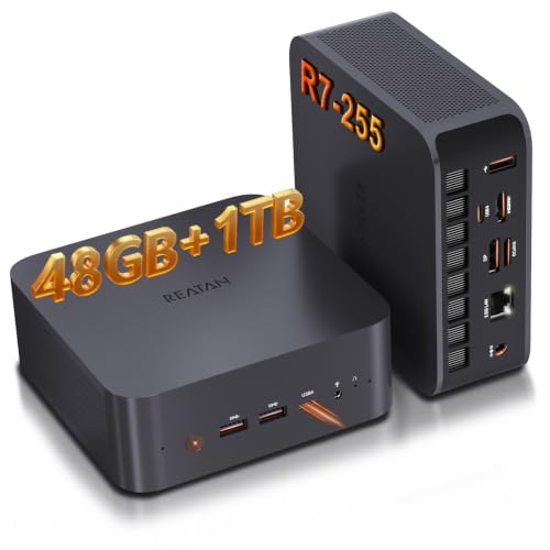 Image of Reatan X7 AMD Ryzen 7 255 Oculink Gaming Mini PC (Upgraded 8745HS) 48GB DDR5 1TB PCIe4.0 SSD 5600MHz RAM, Desktop Mini Computers Radeon 780M Graphics, 2.5G LAN /HDMI 2.1 /2 * 8K USB 4.0 /Wi-Fi 7 /BT5.4