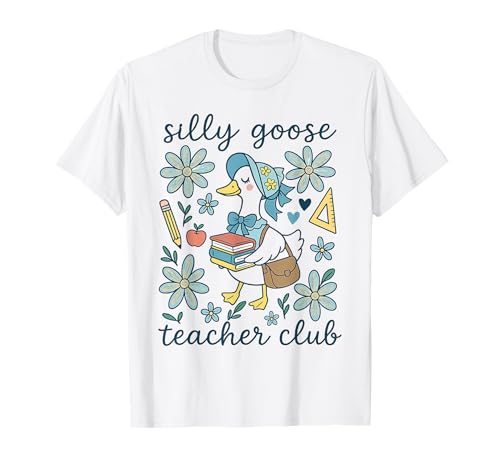 Silly Goose Teacher Club Cottagecore Teaching Back School T-Shirt