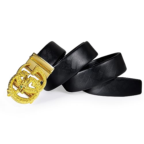 Barry.Wang Mens Formal Belt Fashion Buckle Genuine Leather Ratchet Automatic Belt Luxury Gift - Image 4