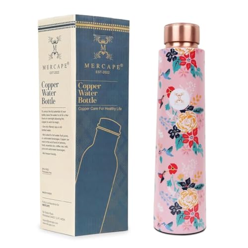 MERCAPE Embrace Wellness Copper Water Bottle - Advanced Leak Proof, Seamless Design (900ml)
