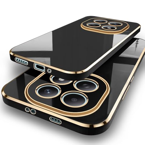 Image of TheGiftKart Luxurious Golden-Plated Back Cover Case for Mi Redmi Note 15 / Note 15 SE /Poco M8 5G | Raised Lips for Camera & Screen Protection | Shockproof Design | Stylish Cover Case (TPU, Black)