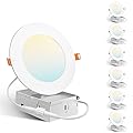 Amico 6 Pack 4 Inch 5CCT Ultra-Thin LED Recessed Dimmable Ceiling Light with Junction Box, 2700K/3000K/3500K/4000K/5000K Selectable, 10W Eqv 60W, 800 Lumens, High Brightness Downlight - ETL&FCC