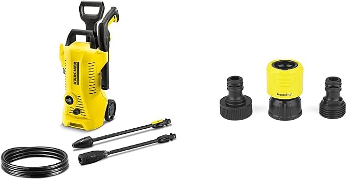 Karcher 1700 PSI K 2 Electric Pressure Washer Bundle with 2 Spray Wands, 26 Hose and Garden Hose Adapter Kit