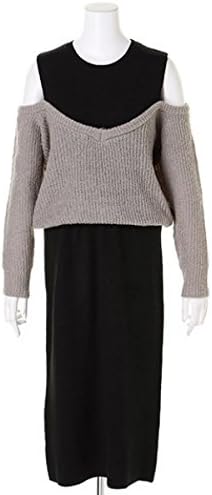 Amazon Co Jp Ladymade オープンショルダーニットワンピース ブラック Free 服 ファッション小物