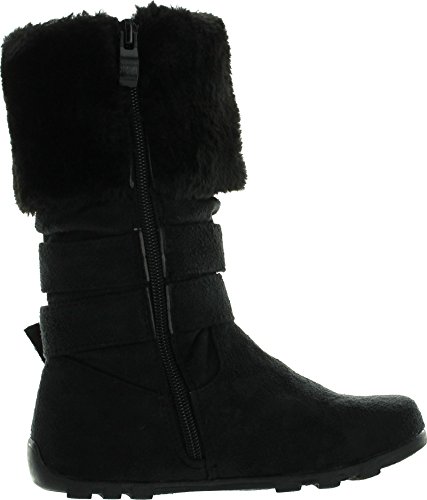 Rosegirl Diamond New Girls Slouch Comf Tall Midcalf Suede Winter Boots Shoes,Black C01,112