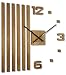 Produktbild 3D Wanduhren DIY Holz Eiche Lamellen große 60 cm 3D Wanduhr Modern Design EKO Wandtattoo Dekoration Uhren für Büro Wohnzimmer Schlafzimmer Dekoartikel Quarzuhr (Schwarze Zeiger)