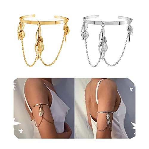 Ximimark Boho Retro Leaves Upper Cuff Bangle Armband Arm Slave Chain Bracelet Jewelry #TOP1