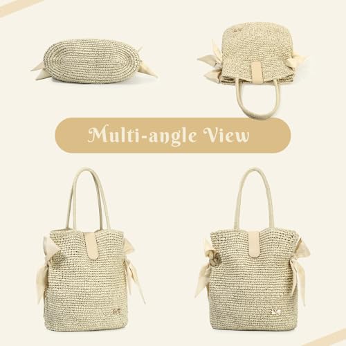 Bolso Tote de Paja para Mujer, Grande, Casual para Playa miniatura 5