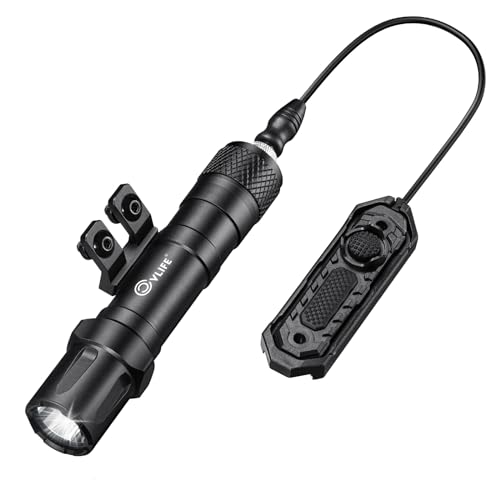 CVLIFE Tactical Flashlight Compatible with M-Rail, High Lumen Rifle Light with Pressure Remote Switch, Rechargeable Tactical Light Strobe Momentary - CVLIFE