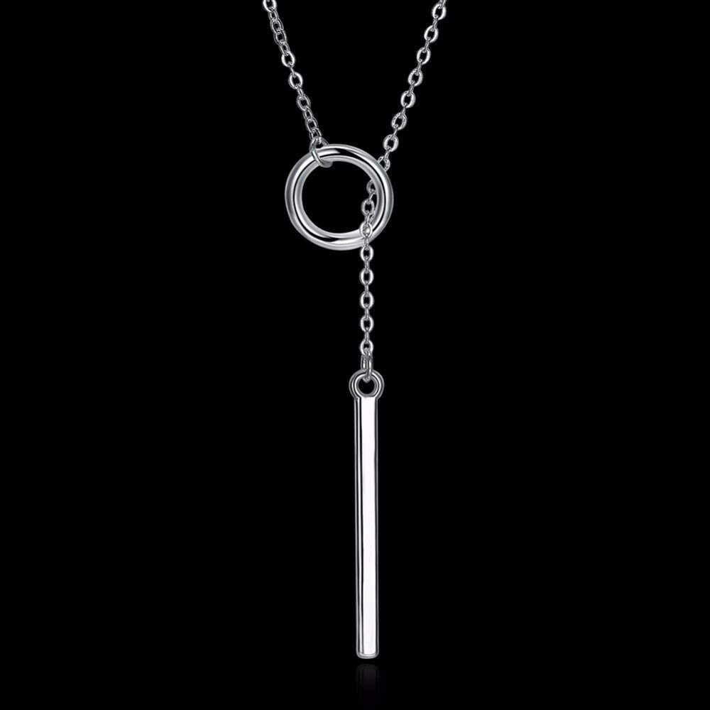 Girocollo femminile in argento sterling 925 con striscia circolare e catena lunga