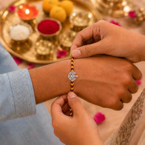 Image of Unniyarcha 925 Sterling Silver God Blessings Rakhi for Men | Certified Silver Raksha Bandhan Rakhi for Brother