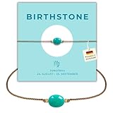 happymaker I Geburtsstein September, Geburtsstein Armband mit Amazonit, Sternzeichen Jungfrau, handgfertigt in Deutschland, Geschenkverpackung