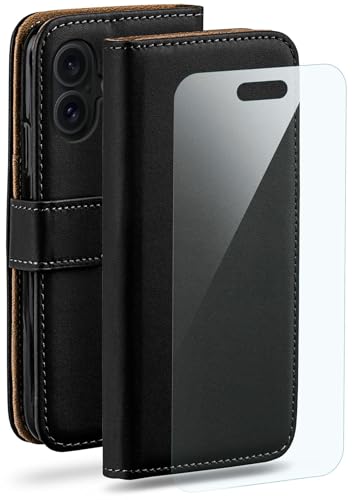 Étui iPhone 16 Plus moex en cuir synthétique noir avec protection écran