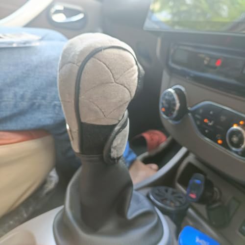 Image of YOURKARTS.COM Car Gear Knob Cover Velvet Soft Touch - Universal Gear Shift Knob Protector, Anti-Slip & Dustproof Gear Shifter Cover for Car Interior Accessories (White)