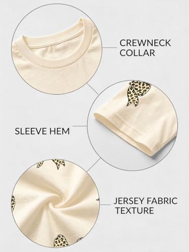 Image of Bow Leopard Shirt for Women Cheetah T-Shirts for Women Bow Graphic Tees Short Sleeve Aesthetic Tee Top