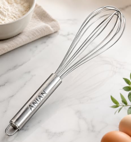 Image of Stainless Steel Balloon Whisk 25cm for Kitchen | Heavy Duty Egg Beater & Baking Whisk | Premium Wire Whisk for Mixing, Blending, Whipping & Cooking | Set of 1 | Warranty 6 Months