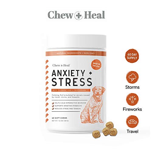 Chew + Heal Calming Dog Anxiety Supplements - 60 Soft Chews - Stress