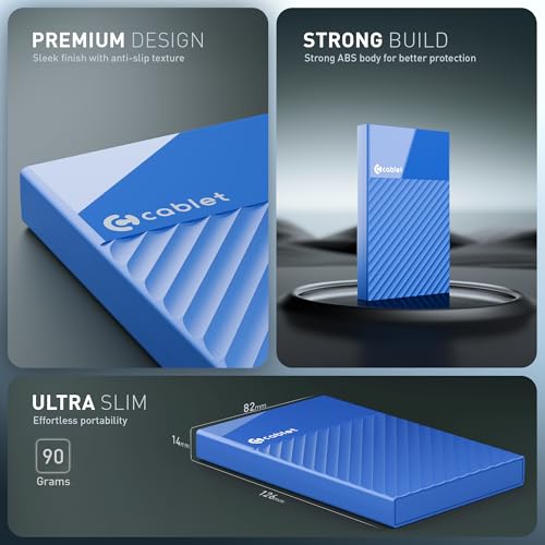 Image of Cablet 2.5 Inch SATA USB 3.0 HDD /SSD Portable External Enclosure for 7mm and 9.5mm, Tool-Free Design, Supports UASP Max 6TB (HD2577-U3-BL)