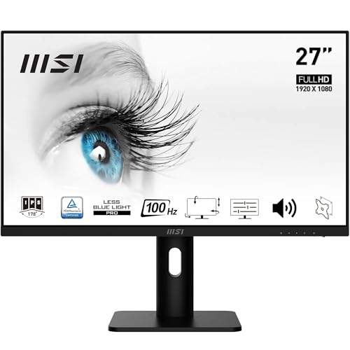 Image of MSI PRO MP273AP 27 Inch Full HD Office Monitor 1920x1080 IPS Panel, 100 Hz, VESA Mount Support, Built-in Speakers, Display Kit Support, 4-Way Adjustable, 1 x HDMI 1.4b, 1 x DP 1.2a, 1 x D-Sub(VGA)