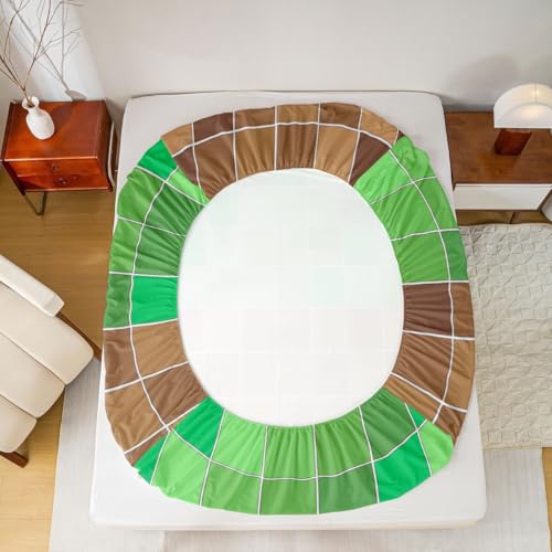 Image of Erosebridal Gaming Plaid Bed Sheets King Geometric Checkered Gamer Sheet Set Checkerboard Games Bedding Set for Kids Boys Girls,Brown Green Grids Fitted Flat Sheets 4 Piece