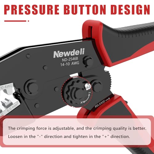 Image of Newdeli Wire Crimping Tool for Solar Connectors - AWG 14 12 10 MC4 Crimping Tool Ratchet Wire Crimper for MC4 Connector Ratcheting Crimping Plier Crimp Tool