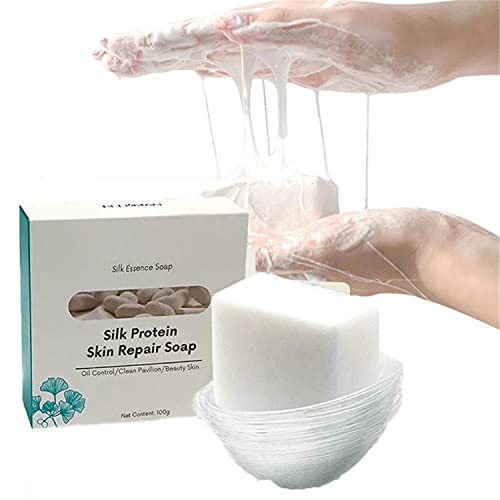 Skinferm - Jabón blanqueador de proteínas de seda, jabón de proteína de seda, jabón de leche de cabra con proteína de seda, jabón blanqueador de leche de colágeno(1 unidad) Cover