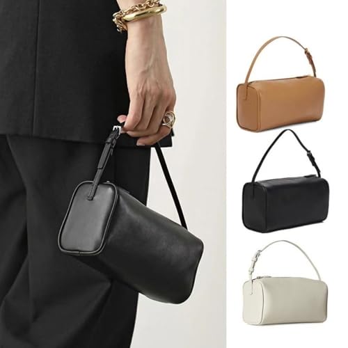 Barrel Bags for Women,Leather Mini Shoulder Bag,Cylinder Hobo Purse with Zipper,Designer Underarm Handbags for Gift3