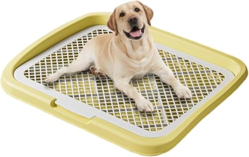 MLTUN MAKAN トイレ、特大、大型犬用、フラットハイフェンス防滴トイレ、お手入れ簡単 (イエロー,65*50*6.5cm)