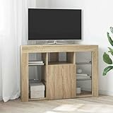 Avec 4 étagères INLIFE Meuble TV LED d\'angle Chêne Sonoma 102 x 40 x 68 cm