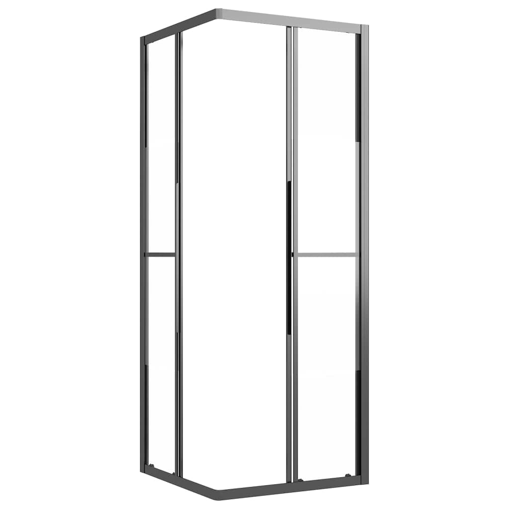 Kabina prysznicowa półmatowa ESG z aluminiową ramą, 80 x 80 x 180 cm, czarna, narożna kabina prysznicowa, nie zajmuje dużo miejsca, z delikatnym ręcznikiem przesuwnym, kabina prysznicowa do