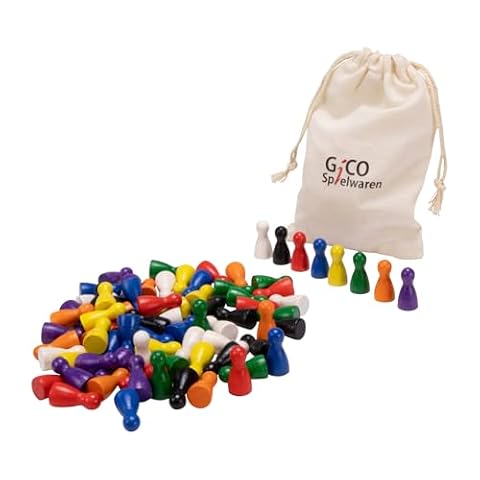 GICO 80 stożków halmakowych 24 x 12 z drewna, zestaw w 8 kolorach, z bawełnianym woreczkiem – wyprodukowano w UE 2131